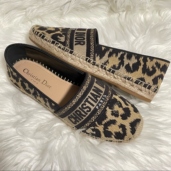 CHRISTIAN DIOR LOGO EMBROIDERED LEOPARD PRINT GRANVILLE ESPADRILLE 38 - Picture 2 of 10